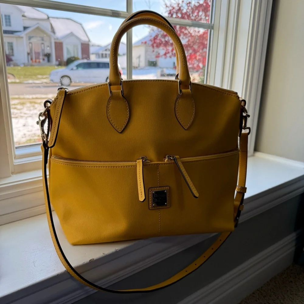 Dooney & Bourke Yellow Double Zip Satchel and Wallet Set in Dandelion with Tags - Picture 2 of 15